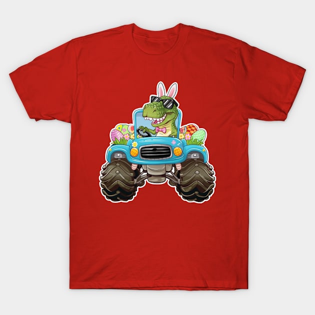 Easter Monster Truck - funny dinsoaur trucker T-Shirt by Qrstore